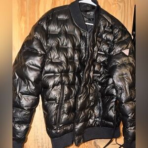 Guess Black Puffer Bomber Jacket